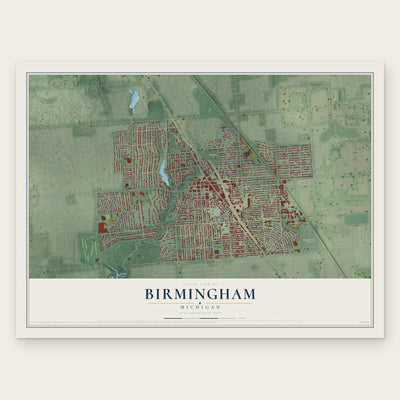 Birmingham, Michigan map print, the full design