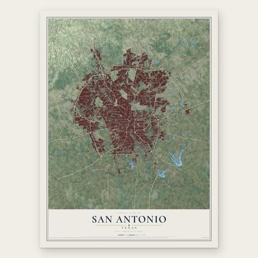 San Antonio, Texas map print, the full design