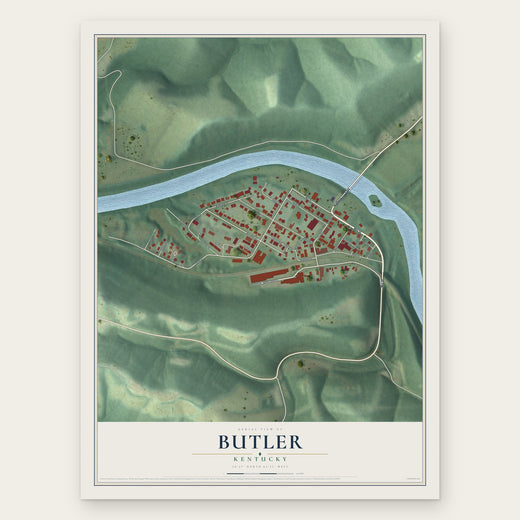 Butler, Kentucky map print, the full design