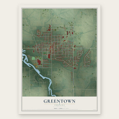 Greentown, Indiana map print, the full design