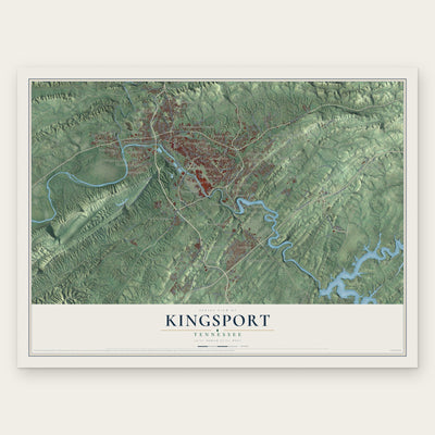 Kingsport, Tennessee map print, the full design