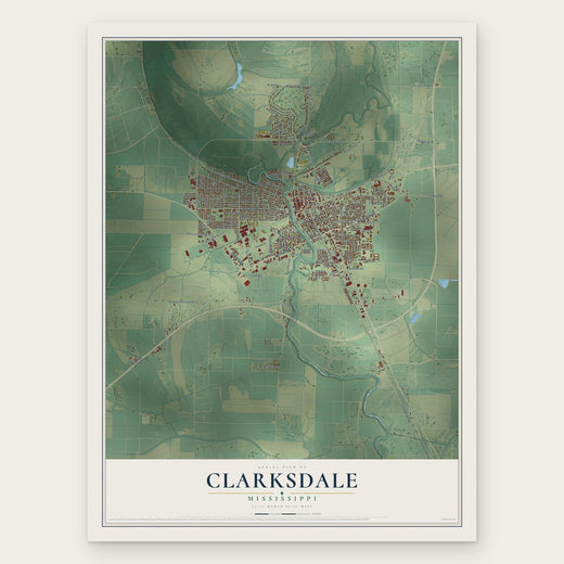 Clarksdale, Mississippi map print, the full design