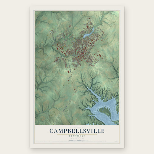 Campbellsville, Kentucky map print, the full design