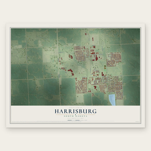 Harrisburg, South Dakota map print, the full design
