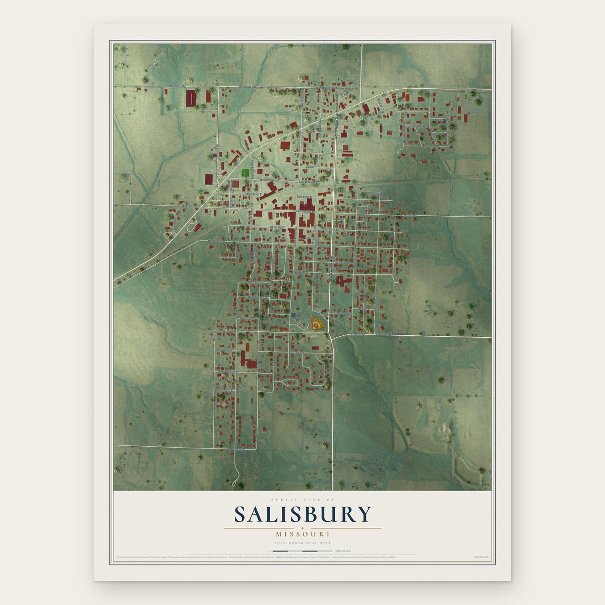 Salisbury, Missouri map print, the full design