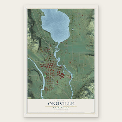 Oroville, Washington map print, the full design