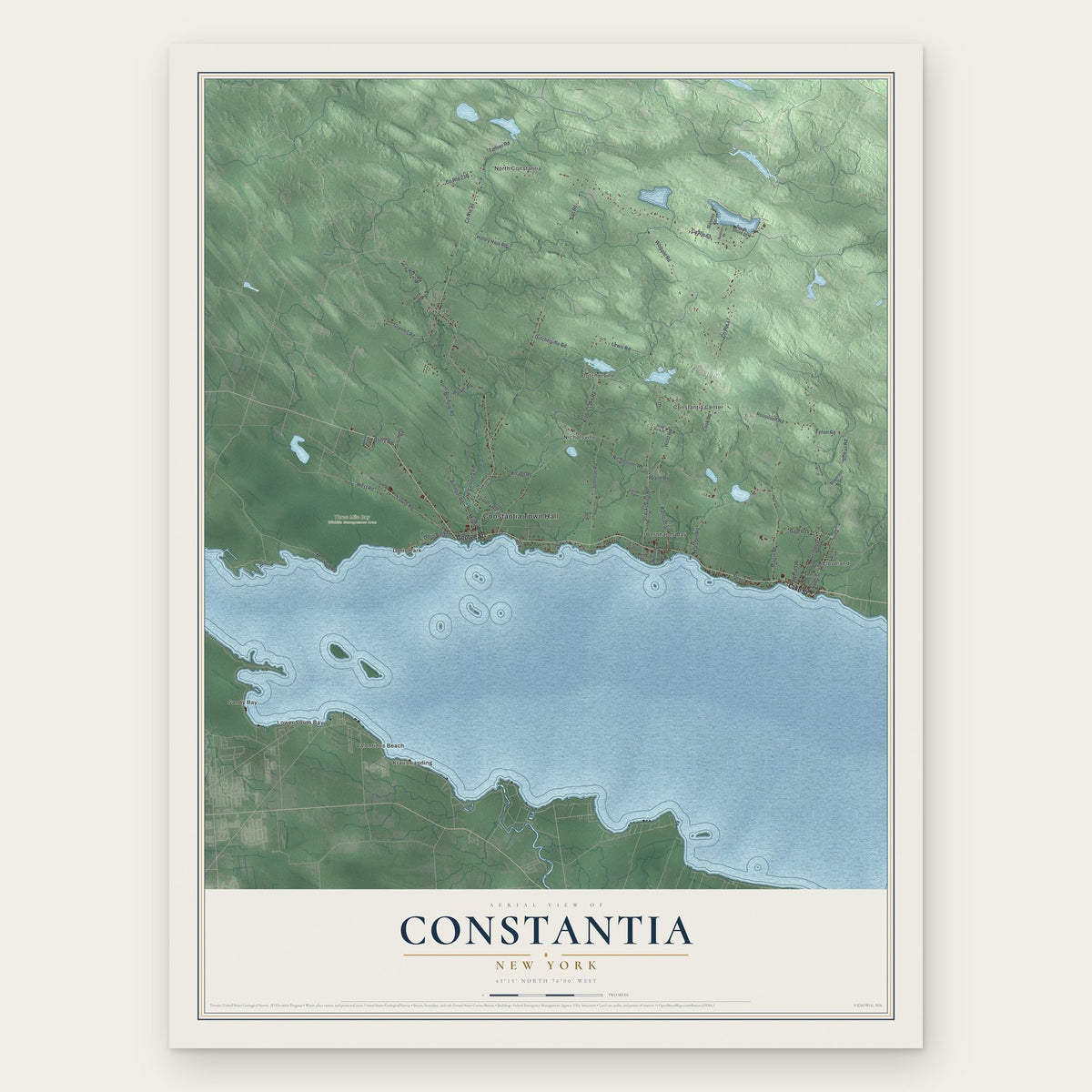 Constantia, New York map print, the full design