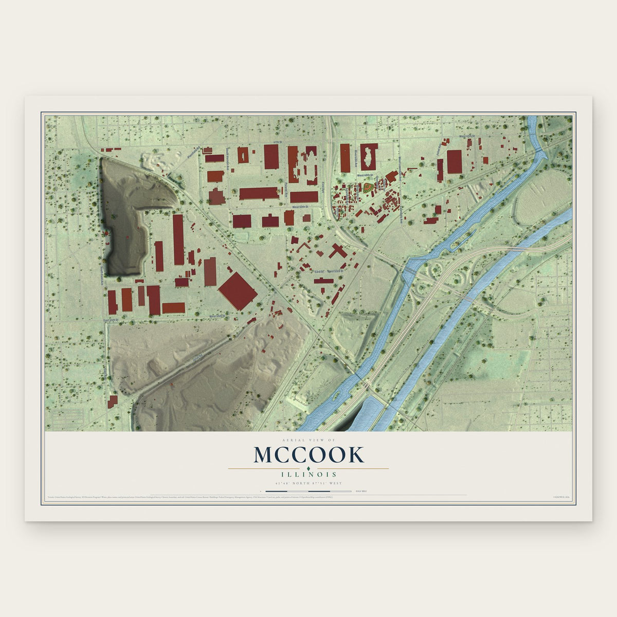 McCook, Illinois map print, the full design
