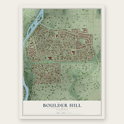 Boulder Hill, Illinois map print, the full design