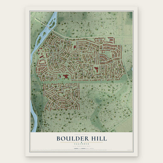 Boulder Hill, Illinois map print, the full design