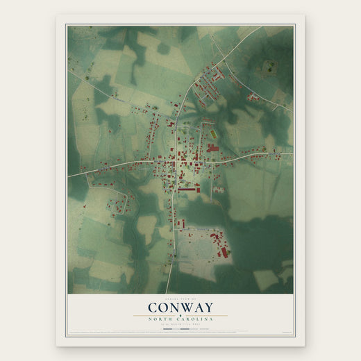 Conway, North Carolina map print, the full design