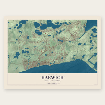 Harwich, Massachusetts map print, the full design