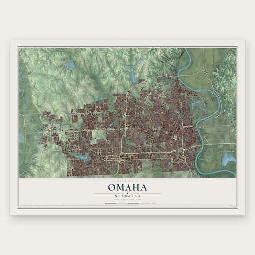 Omaha, Nebraska map print, the full design