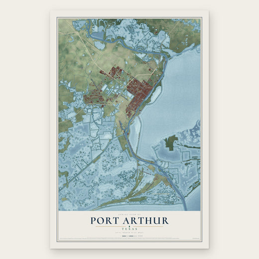 Port Arthur, Texas map print, the full design