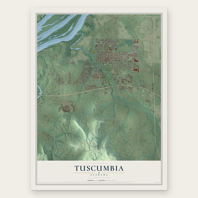 Tuscumbia, Alabama map print, the full design