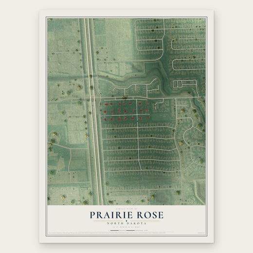 Prairie Rose, North Dakota map print, the full design