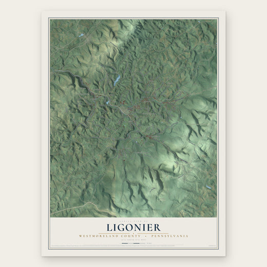 Ligonier, Westmoreland County, Pennsylvania map print, the full design