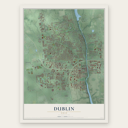 Dublin, Ohio map print, the full design
