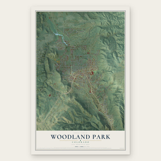 Woodland Park, Colorado map print, the full design
