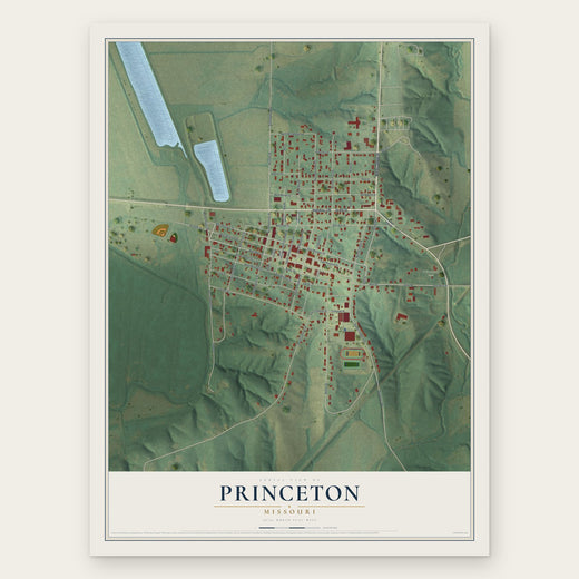 Princeton, Missouri map print, the full design