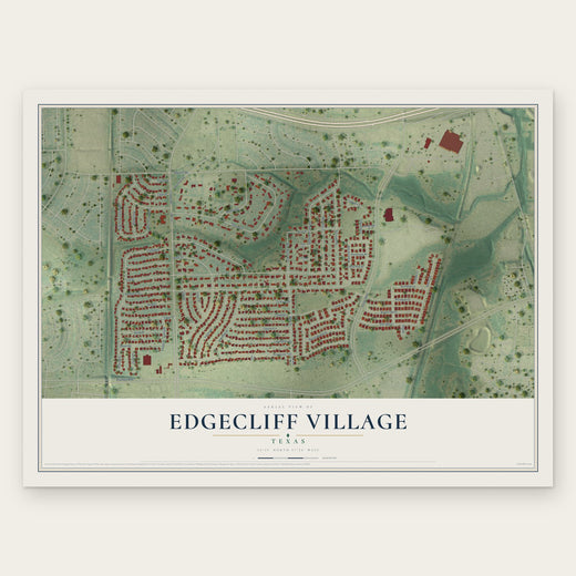 Edgecliff Village, Texas map print, the full design