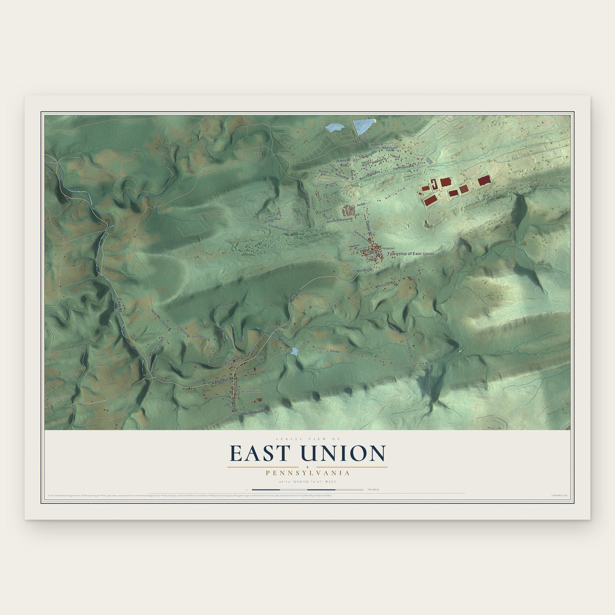 East Union, Pennsylvania map print, the full design