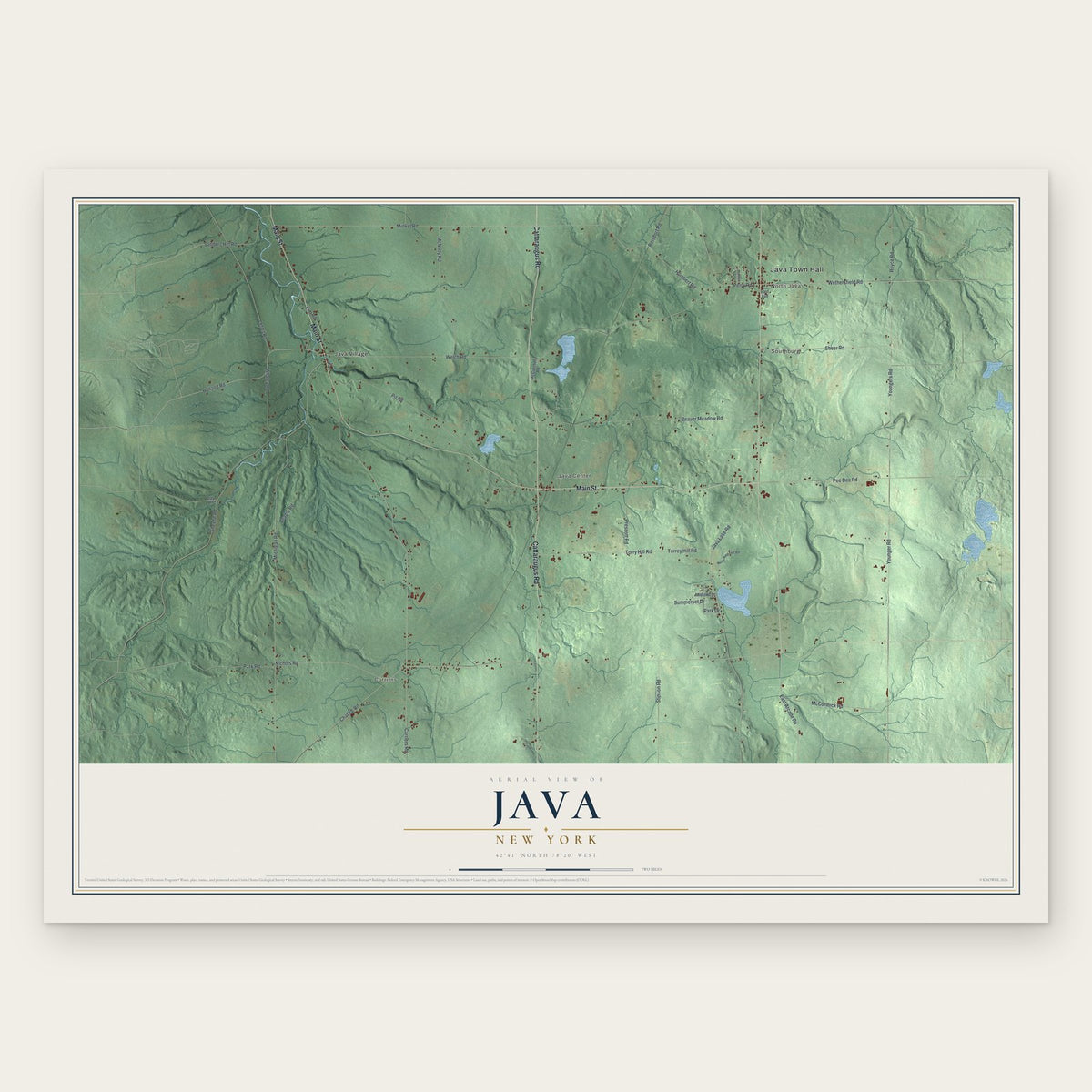 Java, New York map print, the full design