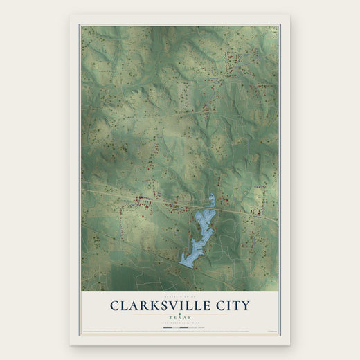Clarksville City, Texas map print, the full design