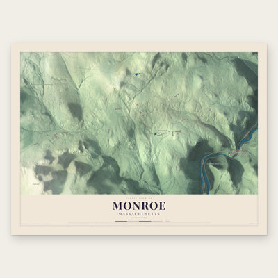 Monroe, Massachusetts map print, the full design