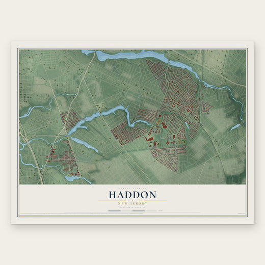 Haddon, New Jersey map print, the full design