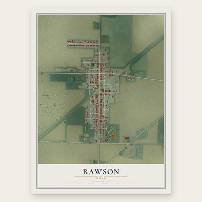 Rawson, Ohio map print, the full design