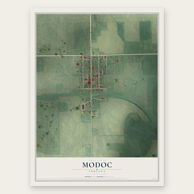 Modoc, Indiana map print, the full design