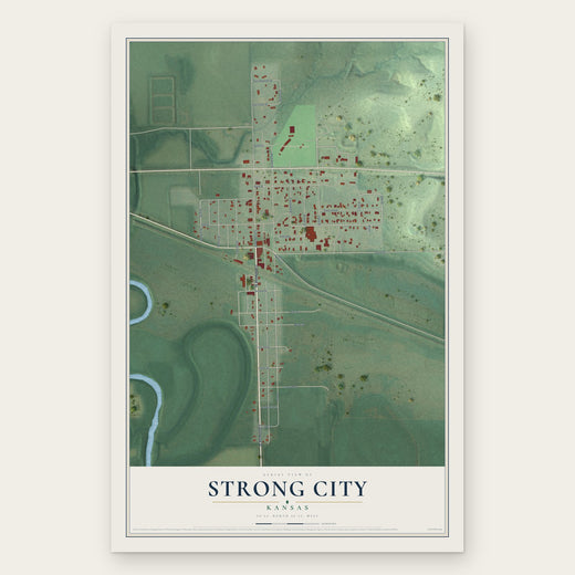 Strong City, Kansas map print, the full design