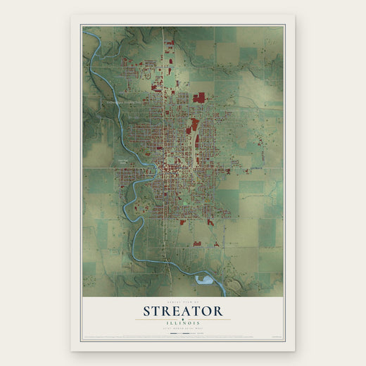 Streator, Illinois map print, the full design