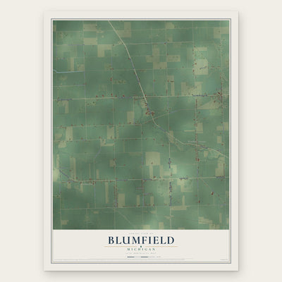 Blumfield, Michigan map print, the full design