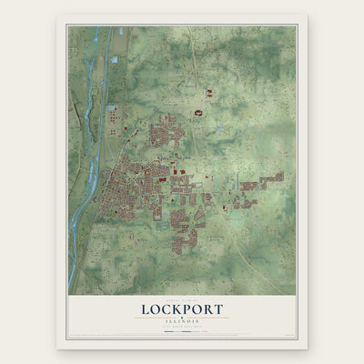 Lockport, Illinois map print, the full design