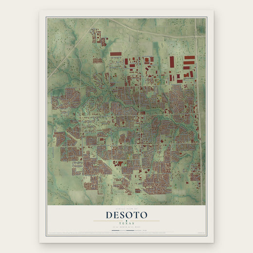 DeSoto, Texas map print, the full design