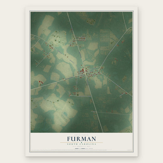 Furman, South Carolina map print, the full design