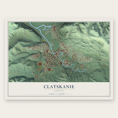 Clatskanie, Oregon map print, the full design