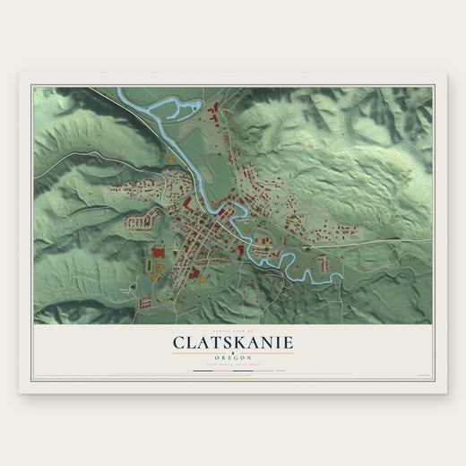 Clatskanie, Oregon map print, the full design