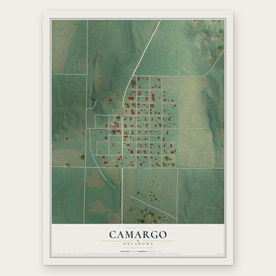 Camargo, Oklahoma map print, the full design