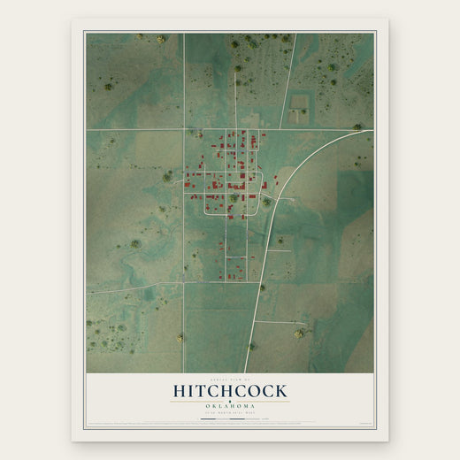 Hitchcock, Oklahoma map print, the full design