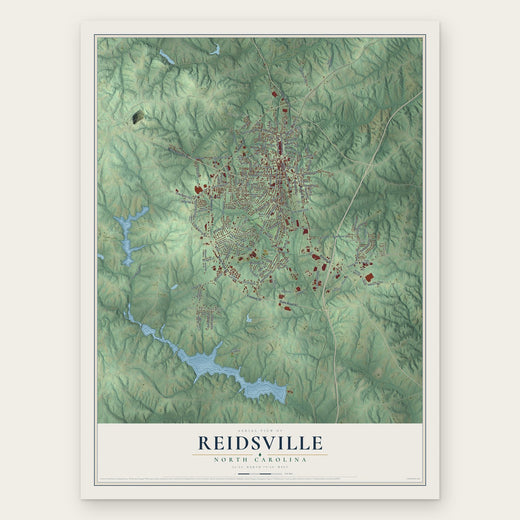 Reidsville, North Carolina map print, the full design