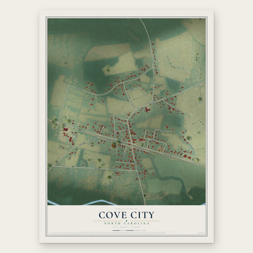 Cove City, North Carolina map print, the full design