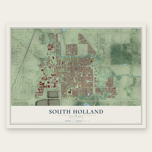 South Holland, Illinois map print, the full design