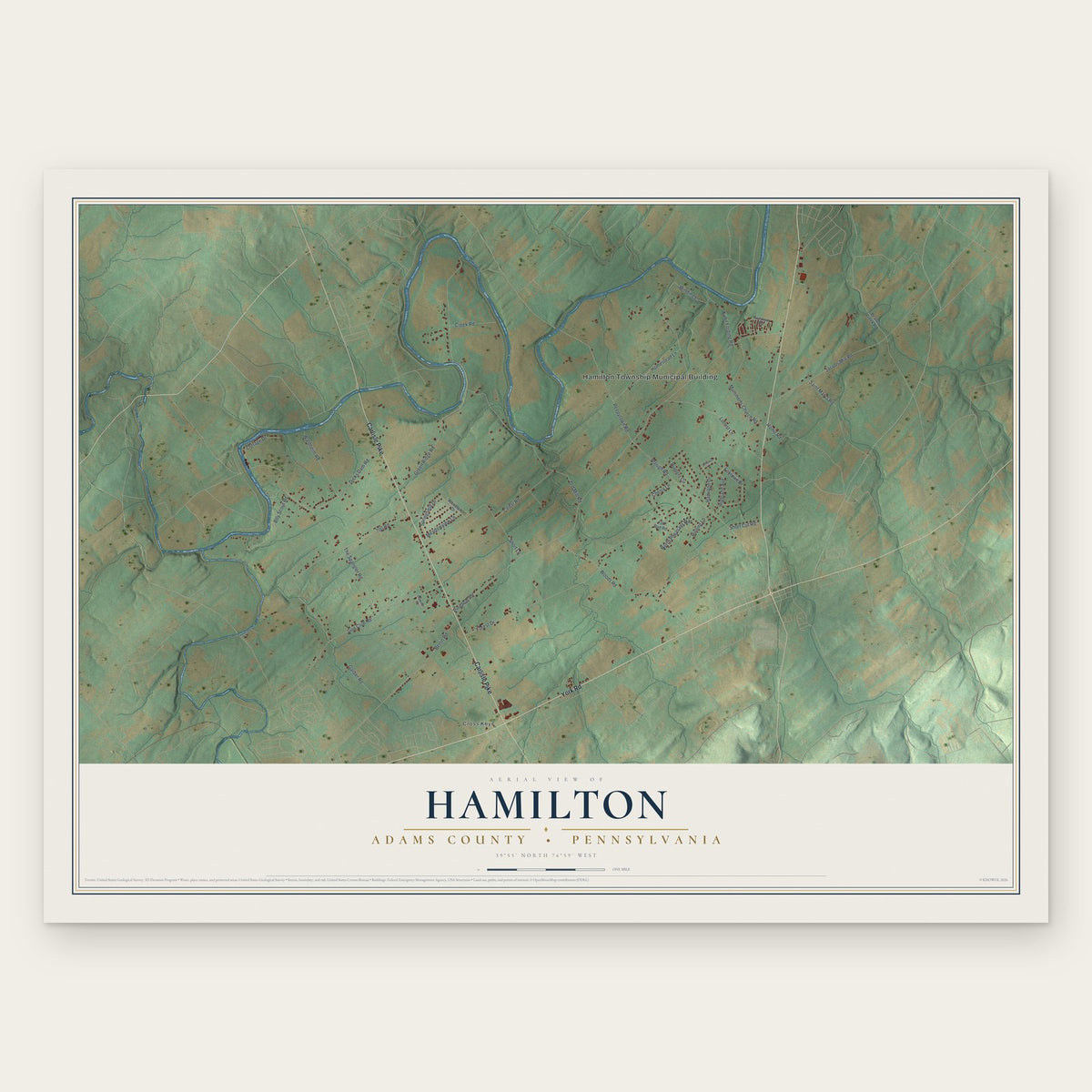 Hamilton, Adams County, Pennsylvania map print, the full design