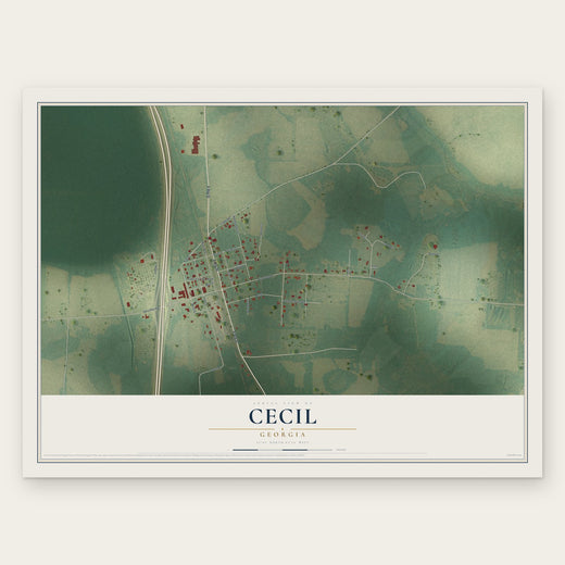 Cecil, Georgia map print, the full design