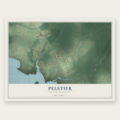 Peletier, North Carolina map print, the full design