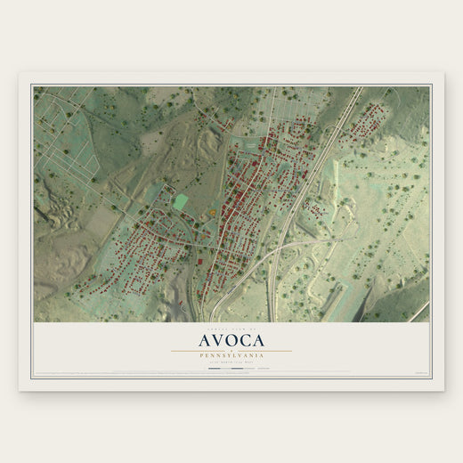 Avoca, Pennsylvania map print, the full design