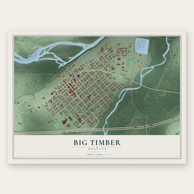 Big Timber, Montana map print, the full design